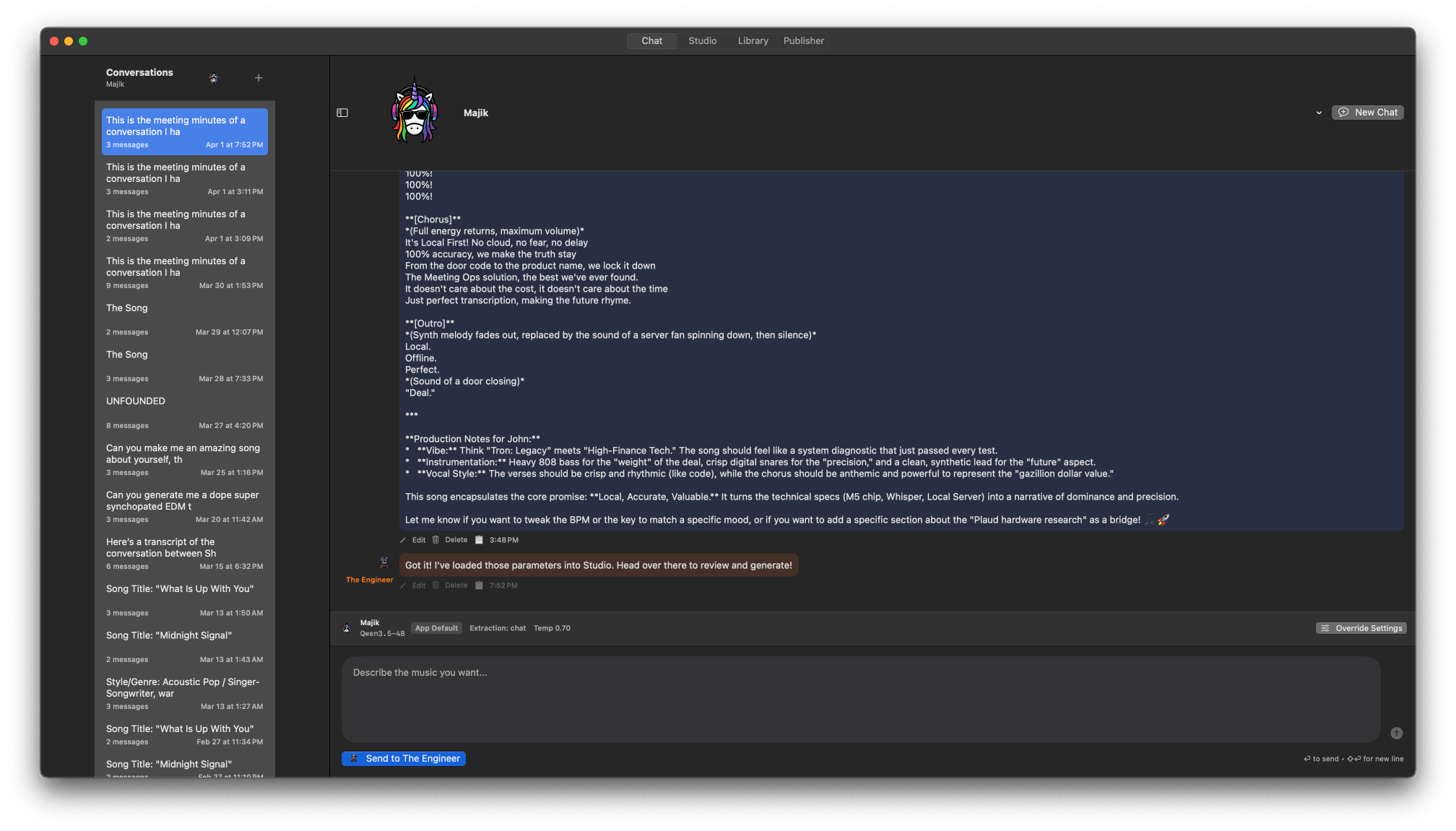 Chat interface screenshot